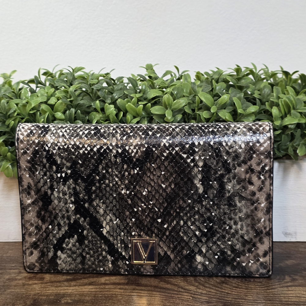 Victoria's Secret Black and Brown Snakeskin Clutch